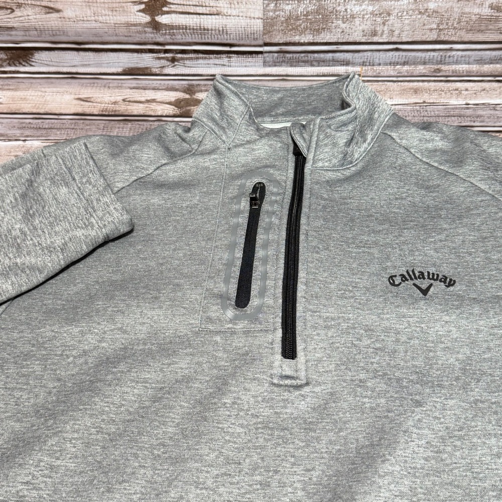 Callaway 1/4 Zip Pullover Mens Medium Gray‎ Heathered Fleece Lined Golf Jacket